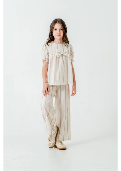 Kurdelalı Çizgili Kız Çocuk Takım 3837 modelleri