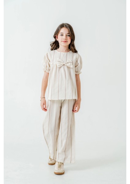 Kurdelalı Çizgili Kız Çocuk Takım 3837 fırsatları