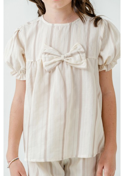 Kurdelalı Çizgili Kız Çocuk Takım 3837 indirimleri