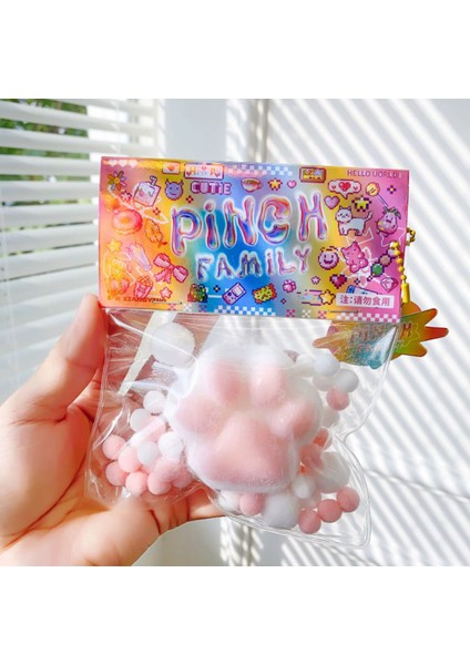 Kedi Patisi-Taba Sukuşi - Squishy Pati- Tüylü Pati - Oyuncak (Pembe)