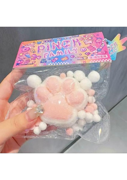 Kedi Patisi-Taba Sukuşi - Squishy Pati- Tüylü Pati - Oyuncak (Pembe)