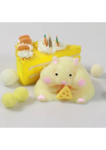 Hamster Sukuşi -Taba Sukuşi - Squishy Fare- Tüylü Fare - Oyuncak (Sarı)