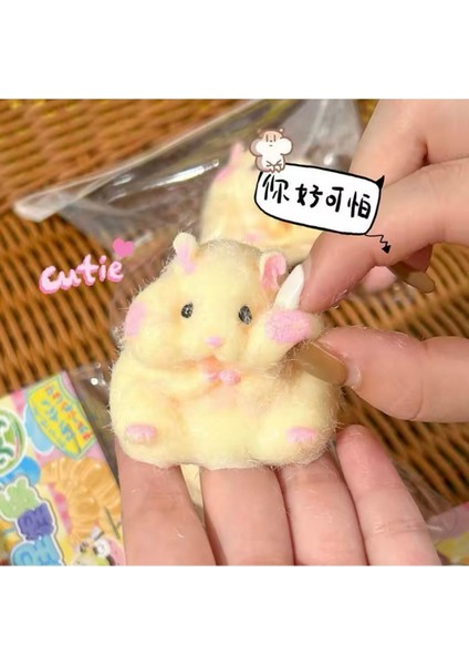 Hamster Sukuşi -Taba Sukuşi - Squishy Fare- Tüylü Fare - Oyuncak (Sarı)