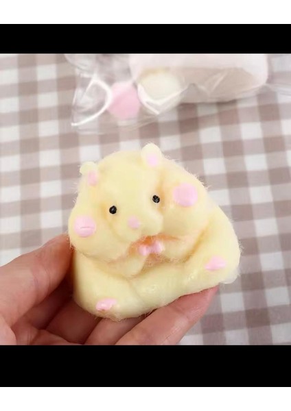 Hamster Sukuşi -Taba Sukuşi - Squishy Fare- Tüylü Fare - Oyuncak (Sarı)