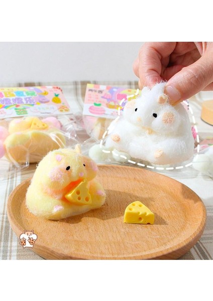 Hamster Sukuşi -Taba Sukuşi - Squishy Fare- Tüylü Fare - Oyuncak (Sarı)