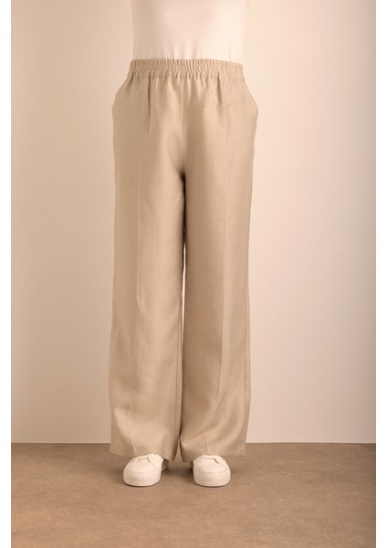 Beli Lastikli Keten Tencel Pantolon