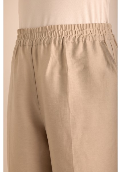 Beli Lastikli Keten Tencel Pantolon