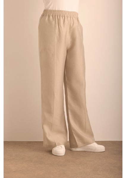 Beli Lastikli Keten Tencel Pantolon
