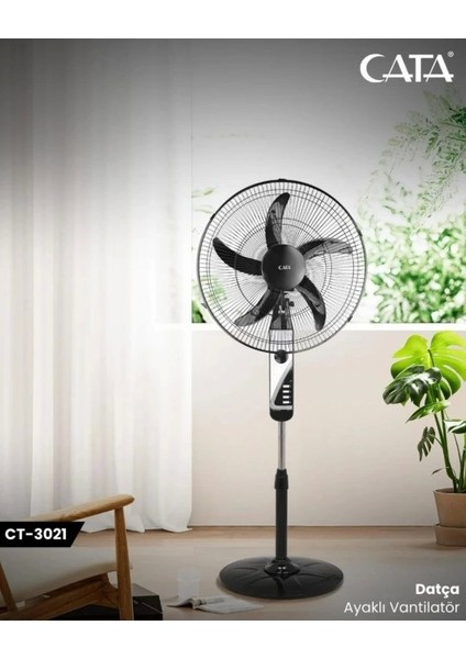 Datça 18" Ayaklı Vantilatör 50W 3 Kademeli Hız Ayarı Otomatik Kapanma