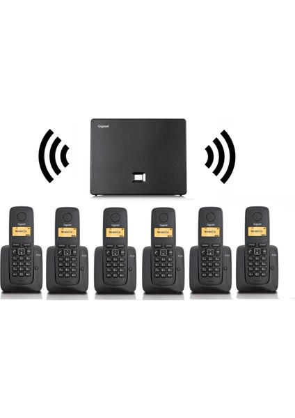 6 Dahili Dect Telsiz Kablosuz Telefon Santrali Siyah