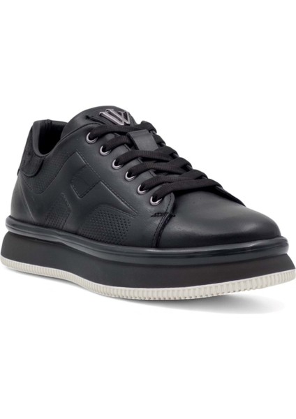 M030 Erkek Hakiki Deri Sneaker Siyah modelleri