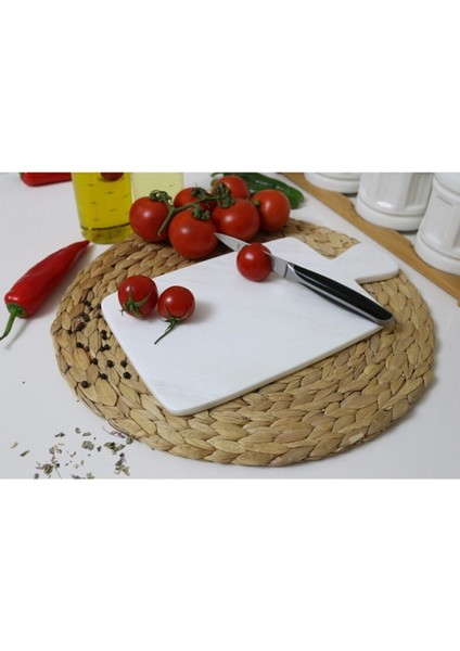 Lima Beyaz Dikdörtgen Mermer Kesme Tablası-Tahtası