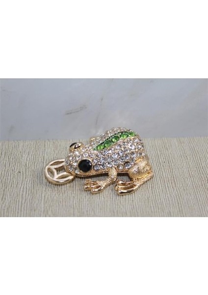 Swarovski Taşlı Minik Figür - Kurbağa