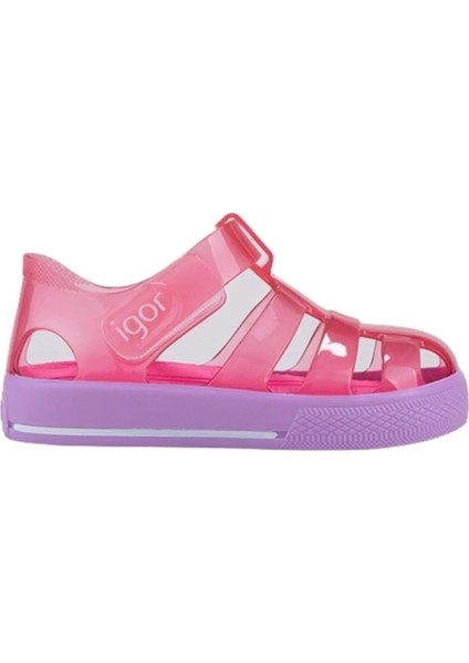 S10270-018 Star Bicolor Çocuk Kırmızı Mor Sandalet