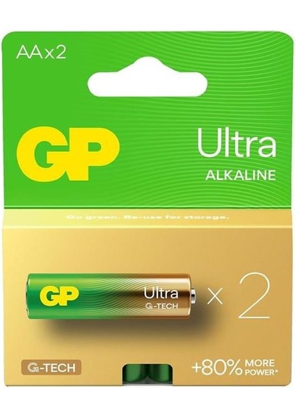 Gp G-Tech Ultra Alkalin Kalem Lr6 - Aa Boy 1.5V Pil 2li Paket