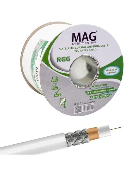 Mag RG59 Fa Mini Dual Bitişik Kablo 100 Metre