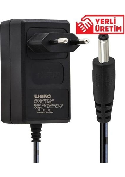 Weko 7.8 Volt - 3 Amper 3.5*1.35 Uçlu Plastik Yazar Kasa Adaptörü