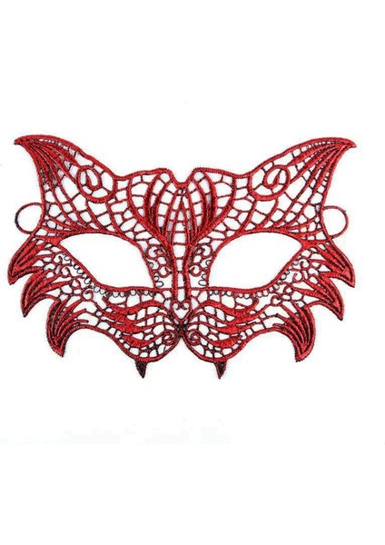 Kırmızı Dantel Masquerade Maskesi 8 No