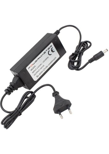 Powermaster PM-14311 16 Volt - 3 Amper 5.5*2.5 mm Uçlu Plastik Kasa Santral Adaptörü (Masaüstü)