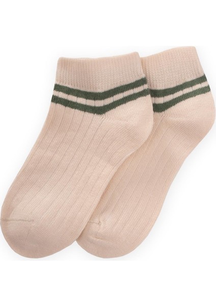 Zemin Ham Bilekleri Çizgili Çocuk Patik 5-12 Yaş Haki Yeşil