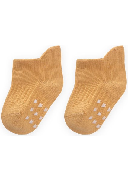 Abs Baskılı Bebe Patik Çorabı 0-4 Yaş Hardal Sarı