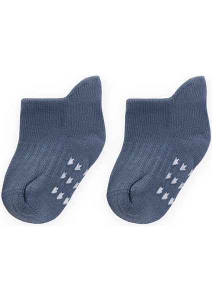 Abs Baskılı Bebe Patik Çorabı 0-4 Yaş Indigo Mavi