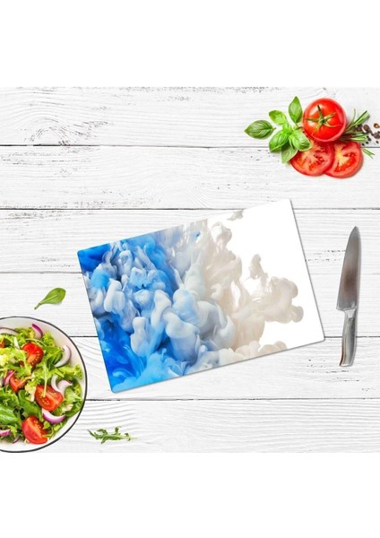 30X40 cm Cam Kesme Tahtası Mavi Duman fiyatları