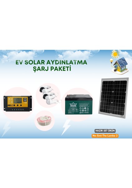 100W Güneş Panelli Solar Sistem Aydınlatma Tv Telefon Şarj