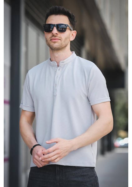 Cole Slim Fit Esnek Likralı Yarım Düğmeli Kısa Kol Hakim Yaka Erkek Gömlek fiyatları