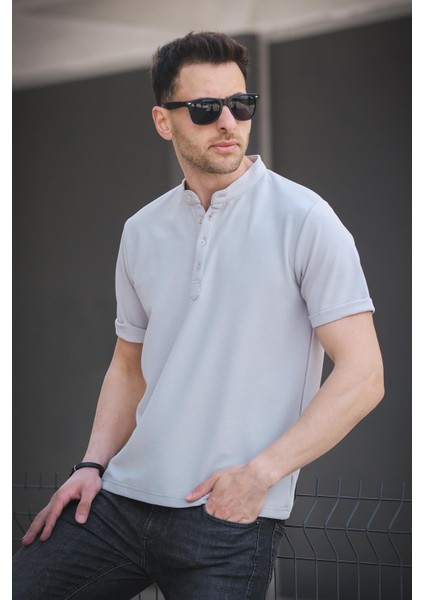 Cole Slim Fit Esnek Likralı Yarım Düğmeli Kısa Kol Hakim Yaka Erkek Gömlek modelleri