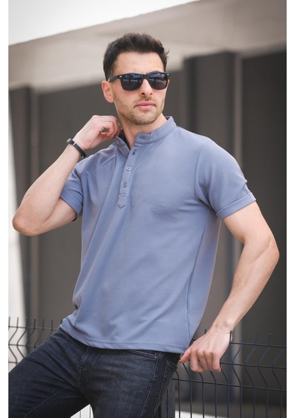 Cole Slim Fit Esnek Likralı Yarım Düğmeli Kısa Kol Hakim Yaka Erkek Gömlek modelleri