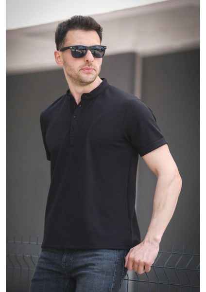 Cole Slim Fit Esnek Likralı Yarım Düğmeli Kısa Kol Hakim Yaka Erkek Gömlek modelleri