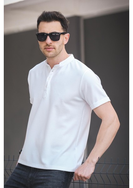 Cole Slim Fit Esnek Likralı Yarım Düğmeli Kısa Kol Hakim Yaka Erkek Gömlek modelleri