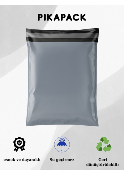 100 Adet Küçük Boy 24X30X5 cm Cepsiz Plastik Kargo Poşeti Dayanıklı Su Geçirmez Gri Renk