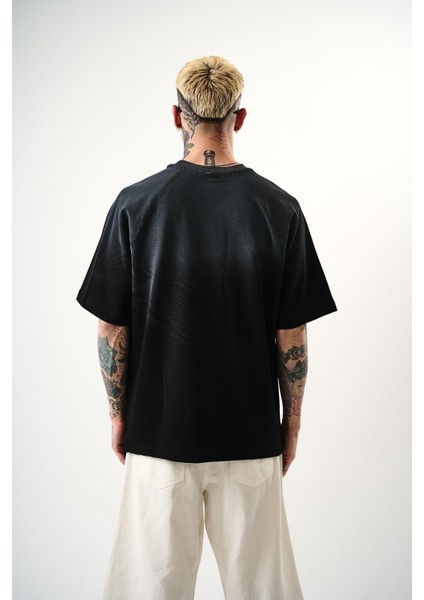 Erkek Res Studio Yazılı Oversize T-Shirt Siyah modelleri