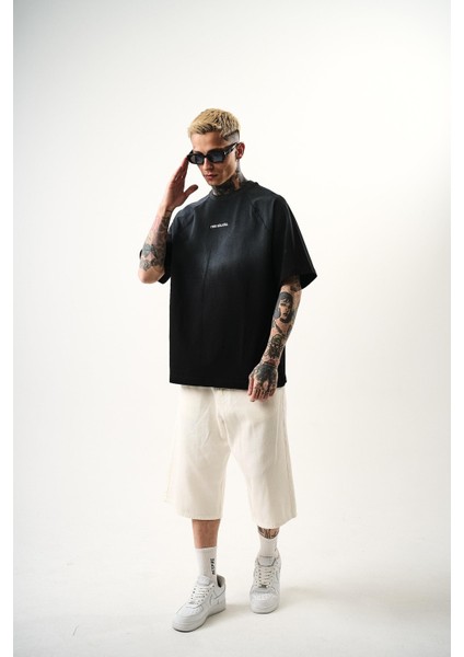 Erkek Res Studio Yazılı Oversize T-Shirt Siyah indirimleri