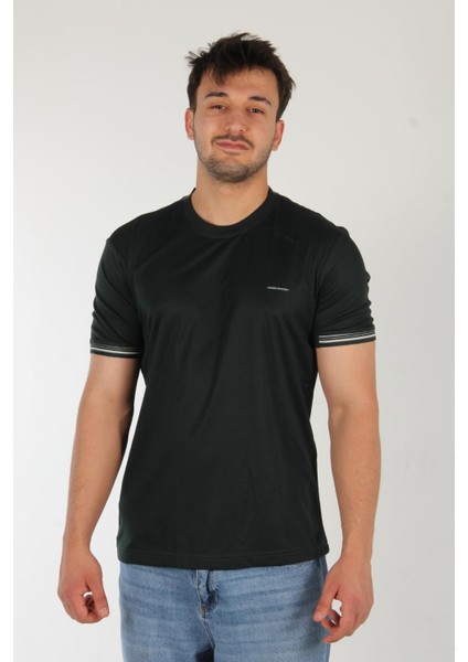 4546 Kagi Kol Yaka Şeritli O Yaka T-Shirt