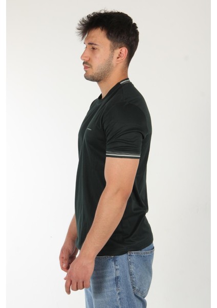 4546 Kagi Kol Yaka Şeritli O Yaka T-Shirt