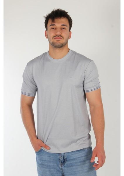 4546 Kagi Kol Yaka Şeritli O Yaka T-Shirt