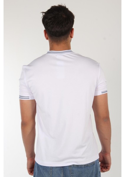 4546 Kagi Kol Yaka Şeritli O Yaka T-Shirt