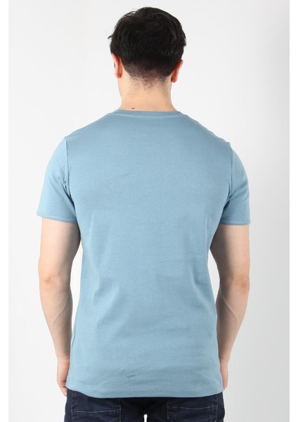 2122 Üç Düğme Hakim Yaka Ribana Modern Fit T-shirt