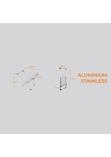 AHDRY1459 Side Wıng Alüminyum Çamaşır Kurutmalık