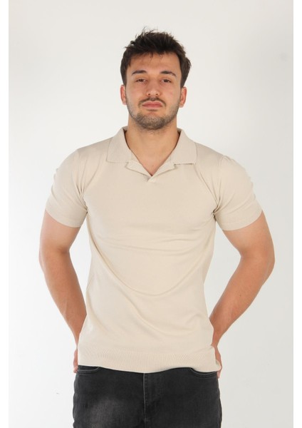 Açma Yaka Triko T-Shirt