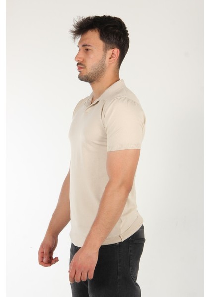 Açma Yaka Triko T-Shirt