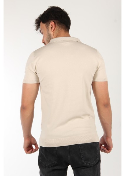 Açma Yaka Triko T-Shirt