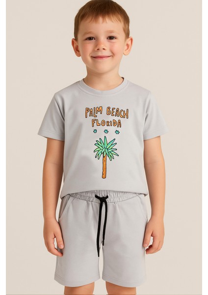 Erkek Çocuk Palm Beach Baskılı Şortlu Penye Takım
