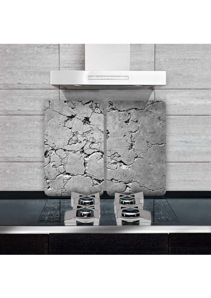 2'li 40X52 cm Cam Ocak Koruyucu 5'li Ocaklar Için Gri Taş modelleri