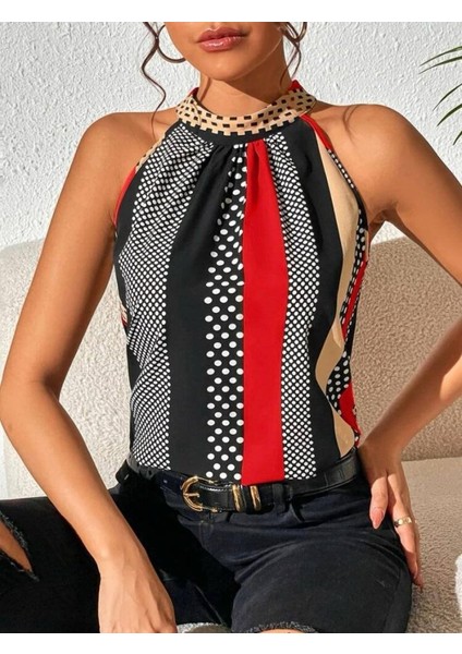 Munn Collection Kadın Yarım Balıkçı Yaka Kolsuz Mikro Bluz