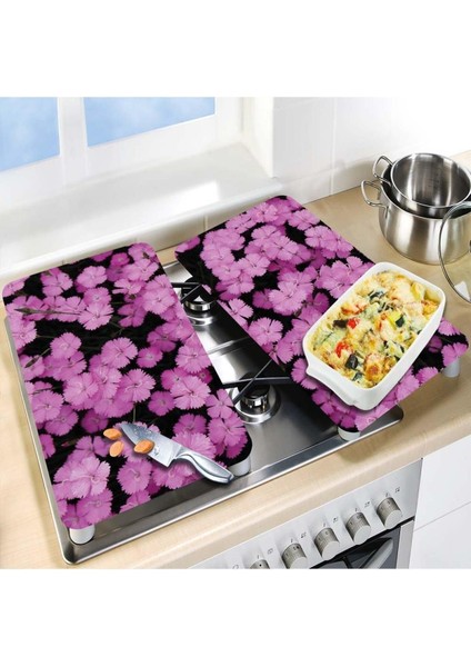 2'li 40X52 cm Cam Ocak Koruyucu 5'li Ocaklar Için Çoklu Mor Çiçekler fiyatları