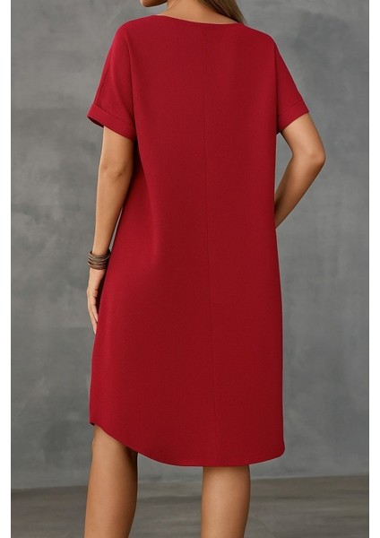 Munn Collection Kadın Kısa Kollu Kayık Yaka Bürümcük Elbise fiyatları